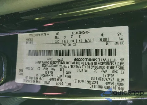 2022 Ford F-150 Xlt из США, поврежденный, VIN 1FTFW1E58NKD53309